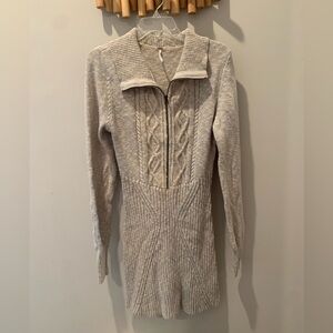 Free People Mont Blanc Cable Knit Half Zip Sweater Mini Dress Size Large